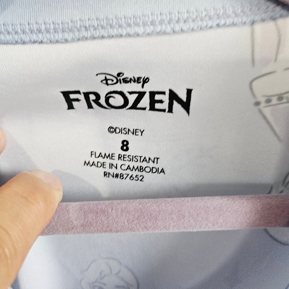 Disney Frozen Nightgown Pajama Dress Pastel Blue Elsa Anna Snowflake Size 8 - Picture 5 of 7